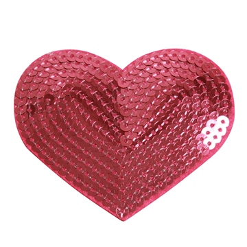 Pailletter hjerte pink strygemærker 8,5x7,5 cm